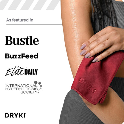 DRYKI Sweat Absorbing Handkerchiefs - The Original Pocket-Sized Sweat Towels - Quick-Dry Microfiber Sweat Rags for Face, Hands, & Body - Men & Women - Gym, Sports, and Work (Black: 5 Pack)