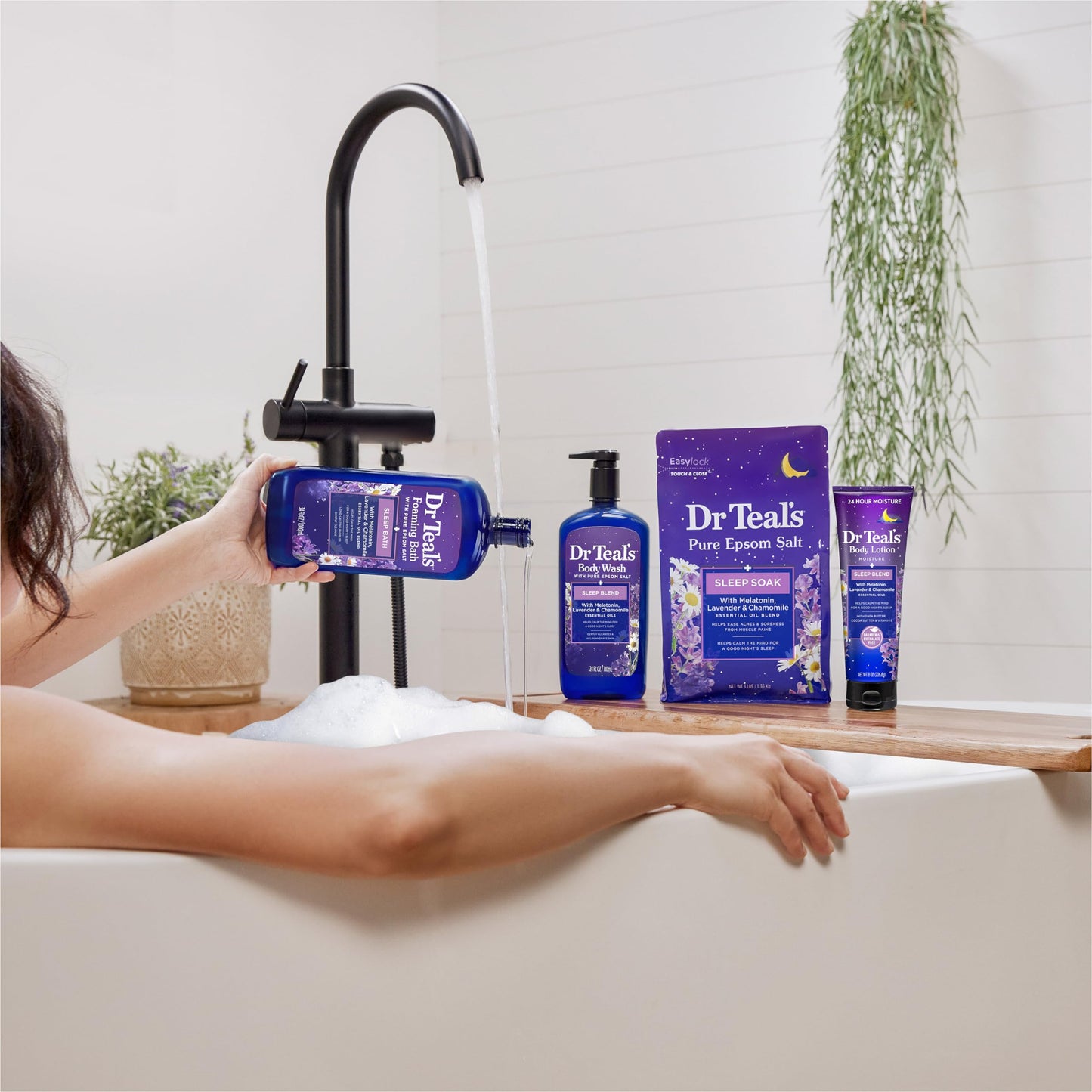Dr Teal's Foaming Bath with Pure Epsom Salt, Soothe & Sleep with Lavender, 34 fl oz (Pack of 2)