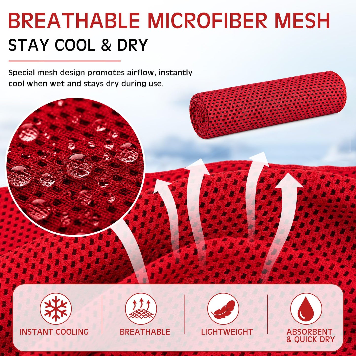 BBTO 100 Pack Cooling Towel - Microfiber Cold Sports Sweat Rags Neck & Face Breathable Ice Chilly Towel for Gym Yoga Golf Workout Beach Accessories