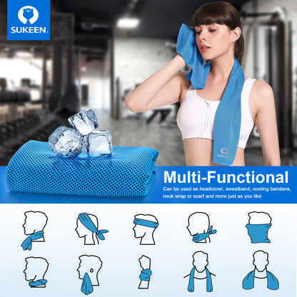 Sukeen 4 Pack Cooling Towels (40"x12"),Ice Towel,Soft Breathable Chilly Towel,Microfiber Towel for Yoga,Sport,Running,Gym,Workout,Camping,Fitness,Workout & More Activities