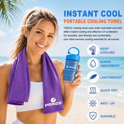 YQXCC 2 Pack Cooling Towels (47"x12"), Ice Cool Neck Towel, Soft Breathable Microfiber for Yoga, Golf, Gym, Running, Camping & Hot Weather