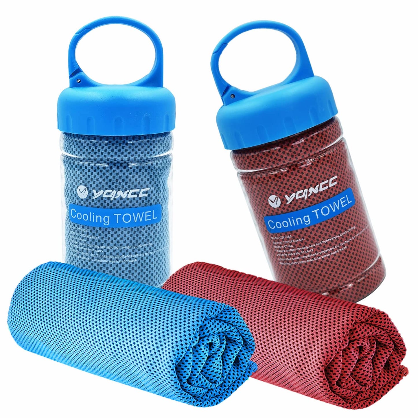 YQXCC 2 Pack Cooling Towels (47"x12"), Ice Cool Neck Towel, Soft Breathable Microfiber for Yoga, Golf, Gym, Running, Camping & Hot Weather