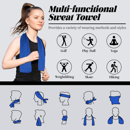 4 Pack Cooling Towels, Soft Breathable Cooling Towels for Neck and Face, Microfiber Gym Towels for Men and Women with Waterproof Bag & Carabiner, Sweat Towel for Yoga, Golf, Hiking, Running