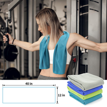 YESLIFE 4 Pack Cooling Towels (40"x12"), Gym Sweat Towels, Cooling Neck Wraps, Soft Breathable Microfiber Towels for Yoga, Running, Sport, Workout, Camping & More (Multicolor)