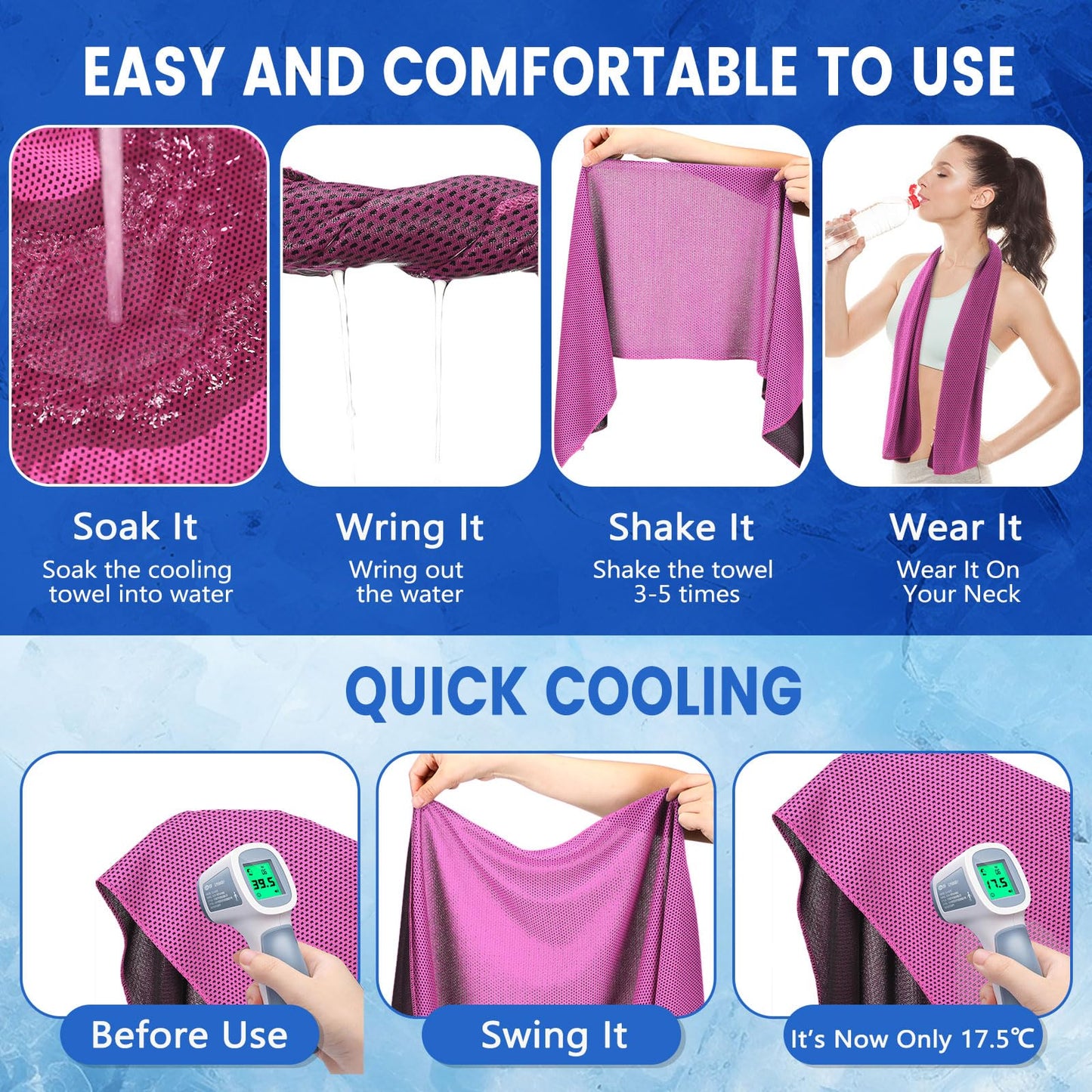 Hosuly 30 Pack Cooling Towels 40"x12" Cooling Neck Wraps Soft Breathable Chilly Towel Ice Towels Microfiber Workout Towel for Yoga Sport Running Workout Gym Camping Fitness Activities(Orange)