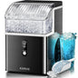 Kismile Nugget Ice Makers Countertop,Portable Ice Machine with Crushed Ice, 35lbs/Day,Self-Cleaning,One-Click Operation for Home Use(Silver)
