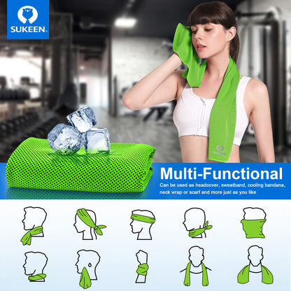 Sukeen 4 Pack Cooling Towels (40"x12"),Ice Towel,Soft Breathable Chilly Towel,Microfiber Towel for Yoga,Sport,Running,Gym,Workout,Camping,Fitness,Workout & More Activities