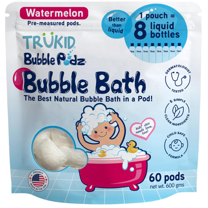 TruKid Bubble Podz Bubble Bath for Kids, Toddlers, & Babies, Tear Free Gentle & Refreshing Bath Bomb for Sensitive Skin with Natural Moisturizers, Non-Toxic, pH Balanced, Lavender Scent (24 Podz)