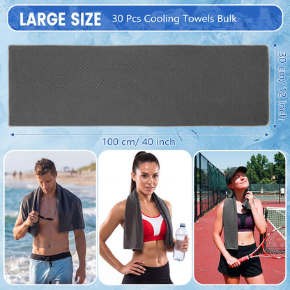 Hosuly 30 Pack Cooling Towels 40"x12" Cooling Neck Wraps Soft Breathable Chilly Towel Ice Towels Microfiber Workout Towel for Yoga Sport Running Workout Gym Camping Fitness Activities(Orange)