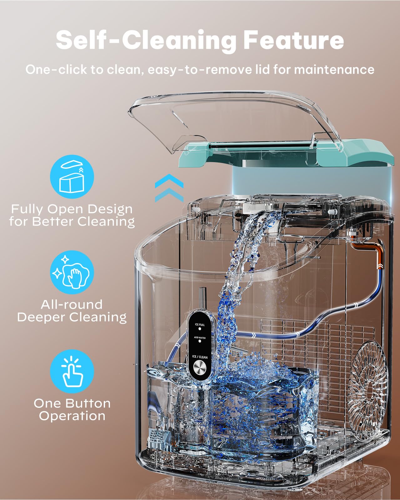Nugget Ice Maker Countertop, Silonn Chewable Pellet Ice Machine with Self-Cleanin Function, 36lbs/24H Portable Ice Makers for Home Kitchen Officce, Black