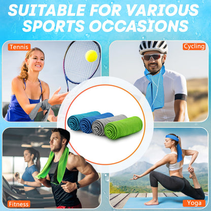 4 Pack Cooling Towels (40"x 12"), Soft Breathable Gym Towels, Outdoors Ice Towel for Neck and Face, Camp Essentials Microfiber Sweat Towels for Gym, Run, Yoga, Workout, Travel, Climb