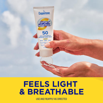 Coppertone SPORT Sunscreen Lotion Broad Spectrum SPF 50, Water Resistant 80 Minutes, UVA/UVB Protection, Moisturizing Formula with Vitamin E, 7 Fluid Ounce