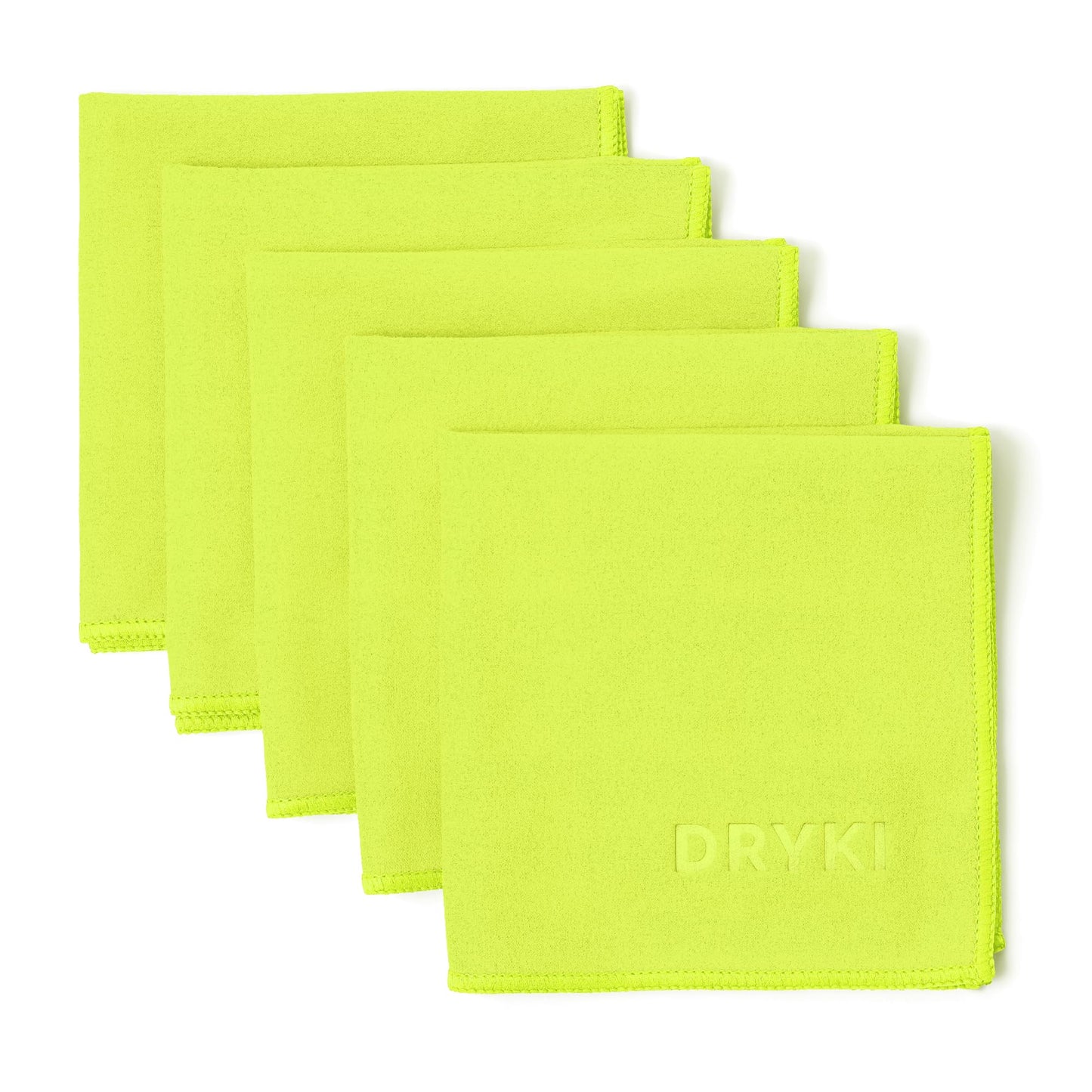 DRYKI Sweat Absorbing Handkerchiefs - The Original Pocket-Sized Sweat Towels - Quick-Dry Microfiber Sweat Rags for Face, Hands, & Body - Men & Women - Gym, Sports, and Work (Black: 5 Pack)