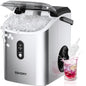 EUHOMY Nugget Ice Maker Countertop with Handle, Ready in 6 Mins, 34lbs Per Day, Removable Top Cover, Auto-Cleaning, Portable Sonic Ice Maker with Basket and Scoop, for Home/Party/RV/Camping (Black)