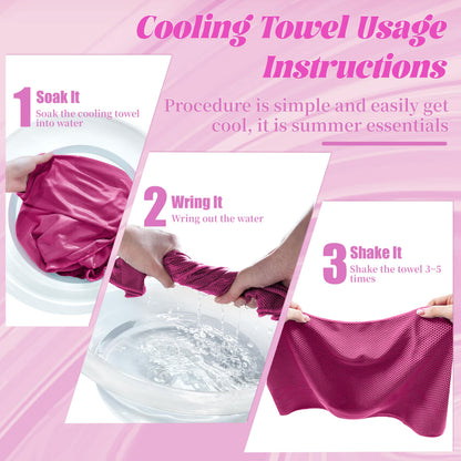 4 Pack Cooling Towels, Soft Breathable Cooling Towels for Neck and Face, Microfiber Gym Towels for Men and Women with Waterproof Bag & Carabiner, Sweat Towel for Yoga, Golf, Hiking, Running