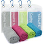 YESLIFE 4 Pack Cooling Towels (40"x12"), Gym Sweat Towels, Cooling Neck Wraps, Soft Breathable Microfiber Towels for Yoga, Running, Sport, Workout, Camping & More (Multicolor)