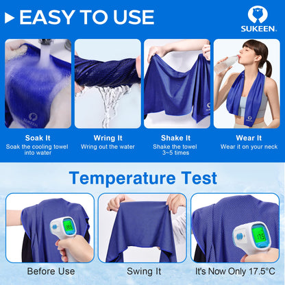 Sukeen 4 Pack Cooling Towels (40"x12"),Ice Towel,Soft Breathable Chilly Towel,Microfiber Towel for Yoga,Sport,Running,Gym,Workout,Camping,Fitness,Workout & More Activities