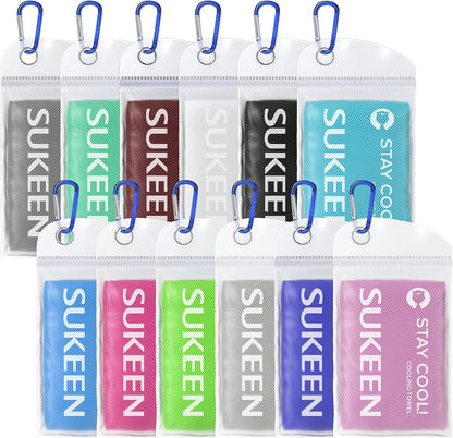 Sukeen 8 Pack Cooling Towels (40"x12"), Cooling Towels for Neck and Face, Microfiber Soft Breathable Chilly Ice Towel, Sweat Towel for Gym, Yoga, Sports, Golf, Camping, Running, Fitness, Workout