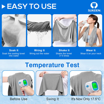 Sukeen 4 Pack Cooling Towels (40"x12"),Ice Towel,Soft Breathable Chilly Towel,Microfiber Towel for Yoga,Sport,Running,Gym,Workout,Camping,Fitness,Workout & More Activities