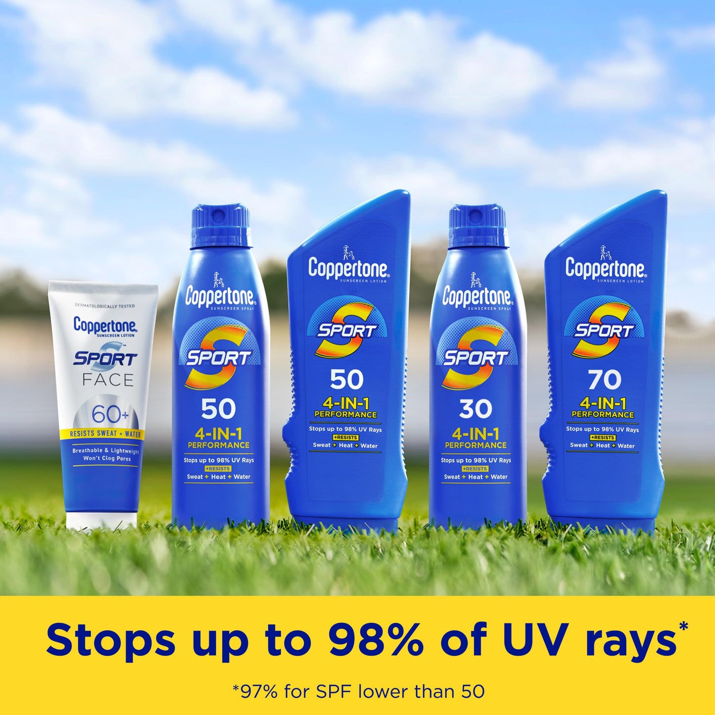 Coppertone SPORT Sunscreen Lotion Broad Spectrum SPF 50, Water Resistant 80 Minutes, UVA/UVB Protection, Moisturizing Formula with Vitamin E, 7 Fluid Ounce