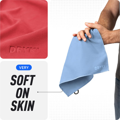 DRYKI Sweat Absorbing Handkerchiefs - The Original Pocket-Sized Sweat Towels - Quick-Dry Microfiber Sweat Rags for Face, Hands, & Body - Men & Women - Gym, Sports, and Work (Black: 5 Pack)