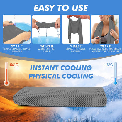 CSITE 4 Pack Cooling Towels (47"x12") for Neck and Face, Ice Towel for Hot Weather, Soft Breathable Chilly Gym Towels, Microfiber Towel for Work Out, Yoga, Running, Camping & More Activities