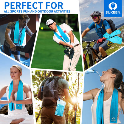Sukeen [4 Pack Cooling Towel (40"x12"), Soft Breathable Chilly Microfiber Towel for Yoga,Sport,Running,Gym,Workout,Camping,Fitness,Workout & More Activities