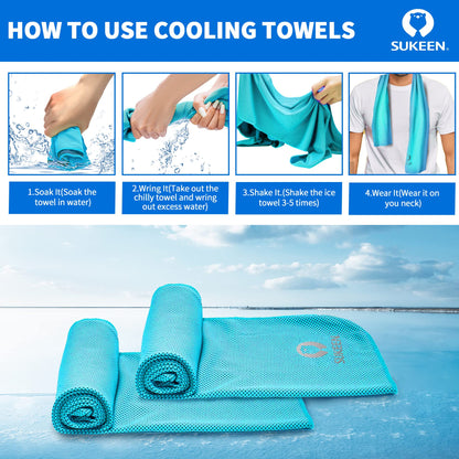 Sukeen [4 Pack Cooling Towel (40"x12"), Soft Breathable Chilly Microfiber Towel for Yoga,Sport,Running,Gym,Workout,Camping,Fitness,Workout & More Activities