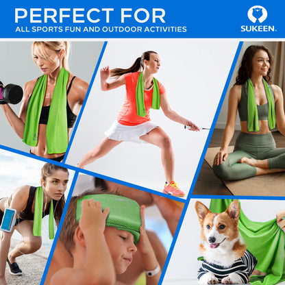 Sukeen 4 Pack Cooling Towels (40"x12"),Ice Towel,Soft Breathable Chilly Towel,Microfiber Towel for Yoga,Sport,Running,Gym,Workout,Camping,Fitness,Workout & More Activities