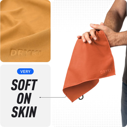 DRYKI Sweat Absorbing Handkerchiefs - The Original Pocket-Sized Sweat Towels - Quick-Dry Microfiber Sweat Rags for Face, Hands, & Body - Men & Women - Gym, Sports, and Work (Black: 5 Pack)