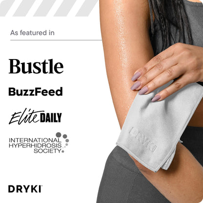 DRYKI Sweat Absorbing Handkerchiefs - The Original Pocket-Sized Sweat Towels - Quick-Dry Microfiber Sweat Rags for Face, Hands, & Body - Men & Women - Gym, Sports, and Work (Black: 5 Pack)