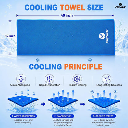 YQXCC 4 Pack Cooling Towels (40"x12"), Ice Cool Neck Towel, Soft Breathable Microfiber for Gym, Yoga, Golf, Running, Camping & All Hot Weather Activities