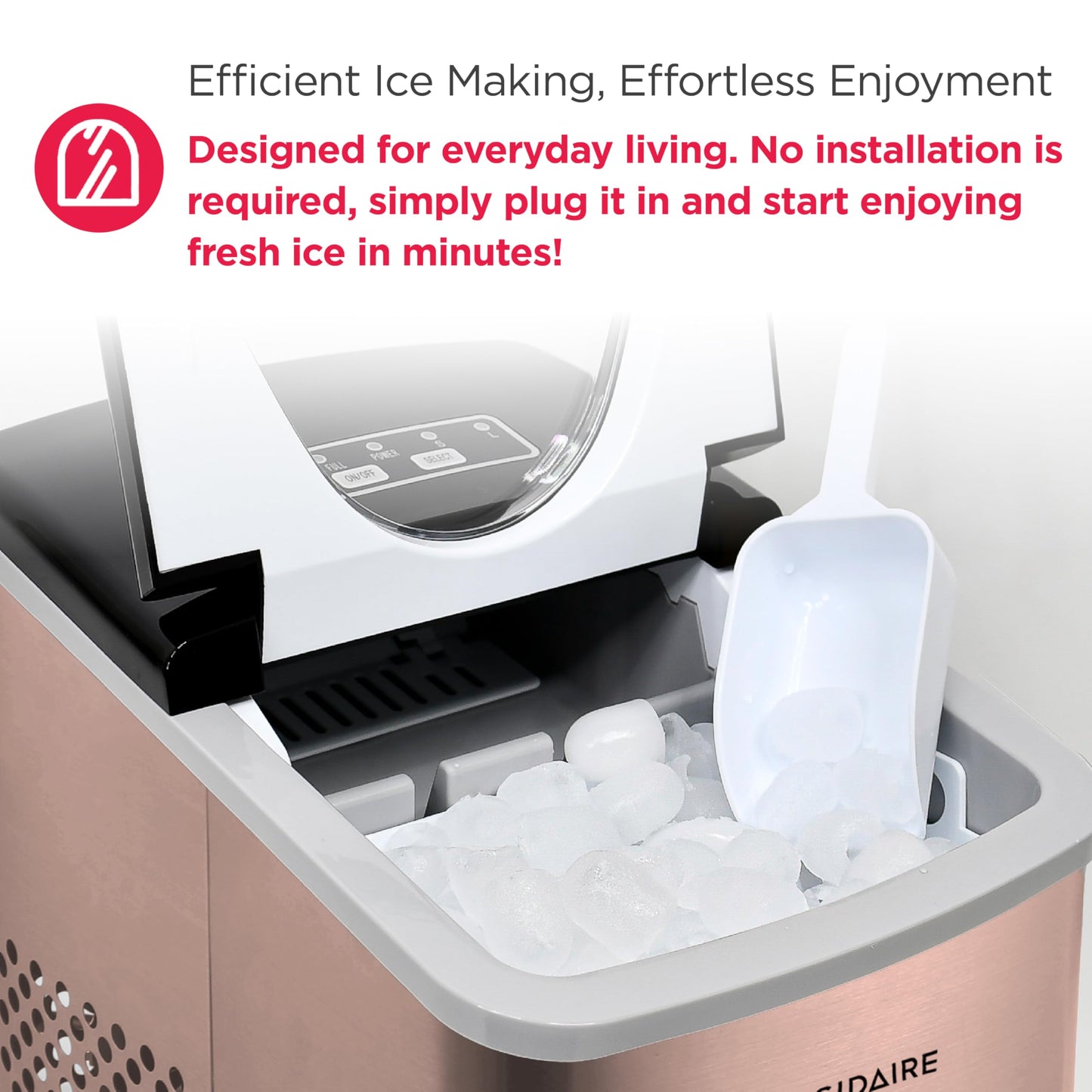 Frigidaire Countertop Portable, 26 lb per Day Bullet Ice Maker Machine (Black Stainless Steel)