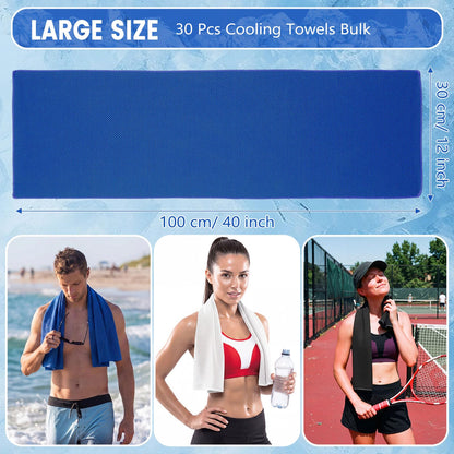 Hosuly 30 Pack Cooling Towels 40"x12" Cooling Neck Wraps Soft Breathable Chilly Towel Ice Towels Microfiber Workout Towel for Yoga Sport Running Workout Gym Camping Fitness Activities(Orange)
