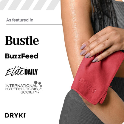 DRYKI Sweat Absorbing Handkerchiefs - The Original Pocket-Sized Sweat Towels - Quick-Dry Microfiber Sweat Rags for Face, Hands, & Body - Men & Women - Gym, Sports, and Work (Black: 5 Pack)
