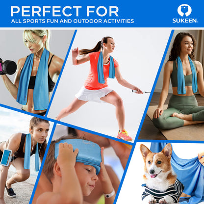 Sukeen 4 Pack Cooling Towels (40"x12"),Ice Towel,Soft Breathable Chilly Towel,Microfiber Towel for Yoga,Sport,Running,Gym,Workout,Camping,Fitness,Workout & More Activities