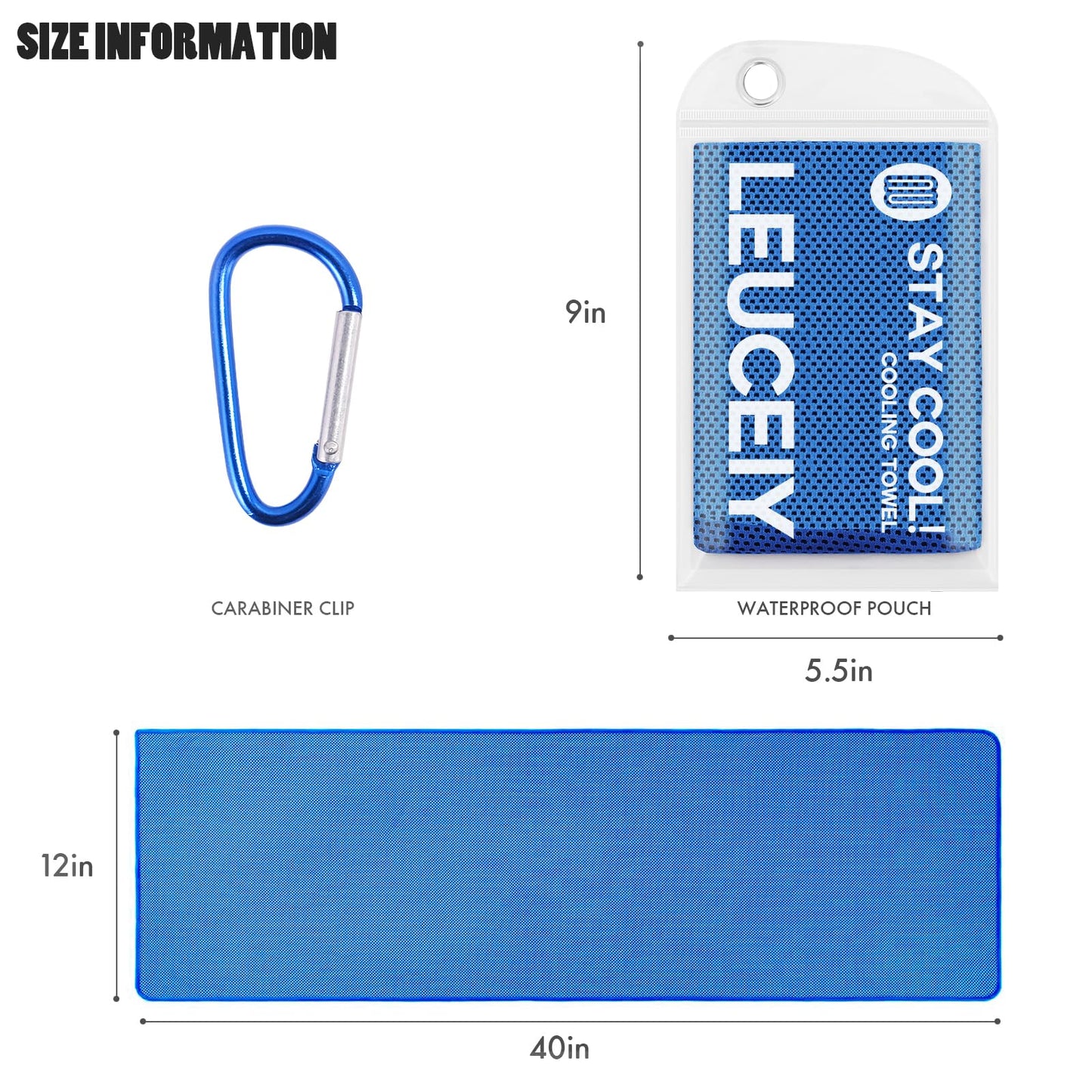 Leuceiy 4 Pack Cooling Towels (40"x12"), Cooling Towels for Neck and Face, Gym Towel for Working Out, Soft Breathable Microfiber Ice Towel for Yoga Sport Running Golf