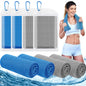 Leuceiy 4 Pack Cooling Towels (40"x12"), Cooling Towels for Neck and Face, Gym Towel for Working Out, Soft Breathable Microfiber Ice Towel for Yoga Sport Running Golf