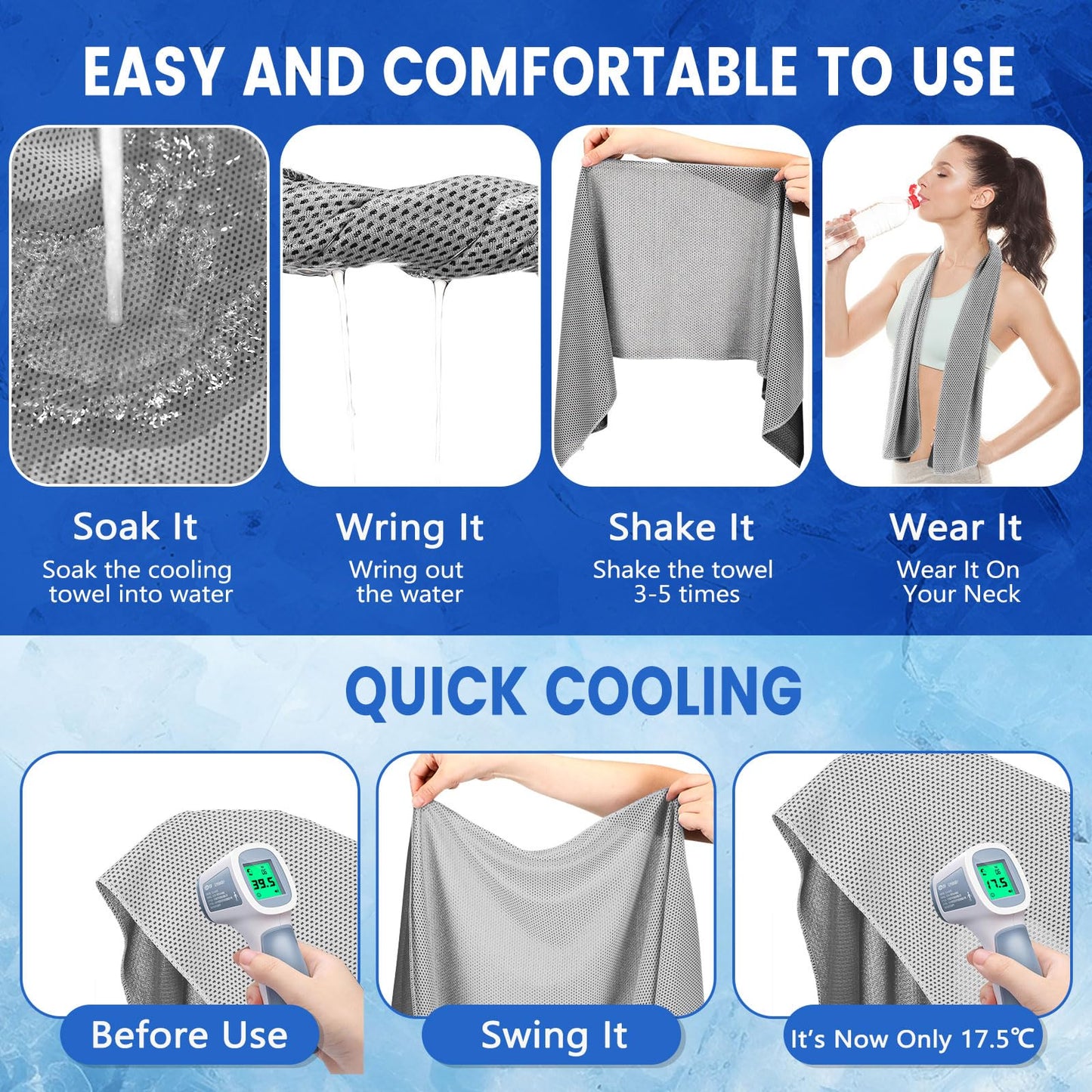 Hosuly 30 Pack Cooling Towels 40"x12" Cooling Neck Wraps Soft Breathable Chilly Towel Ice Towels Microfiber Workout Towel for Yoga Sport Running Workout Gym Camping Fitness Activities(Orange)