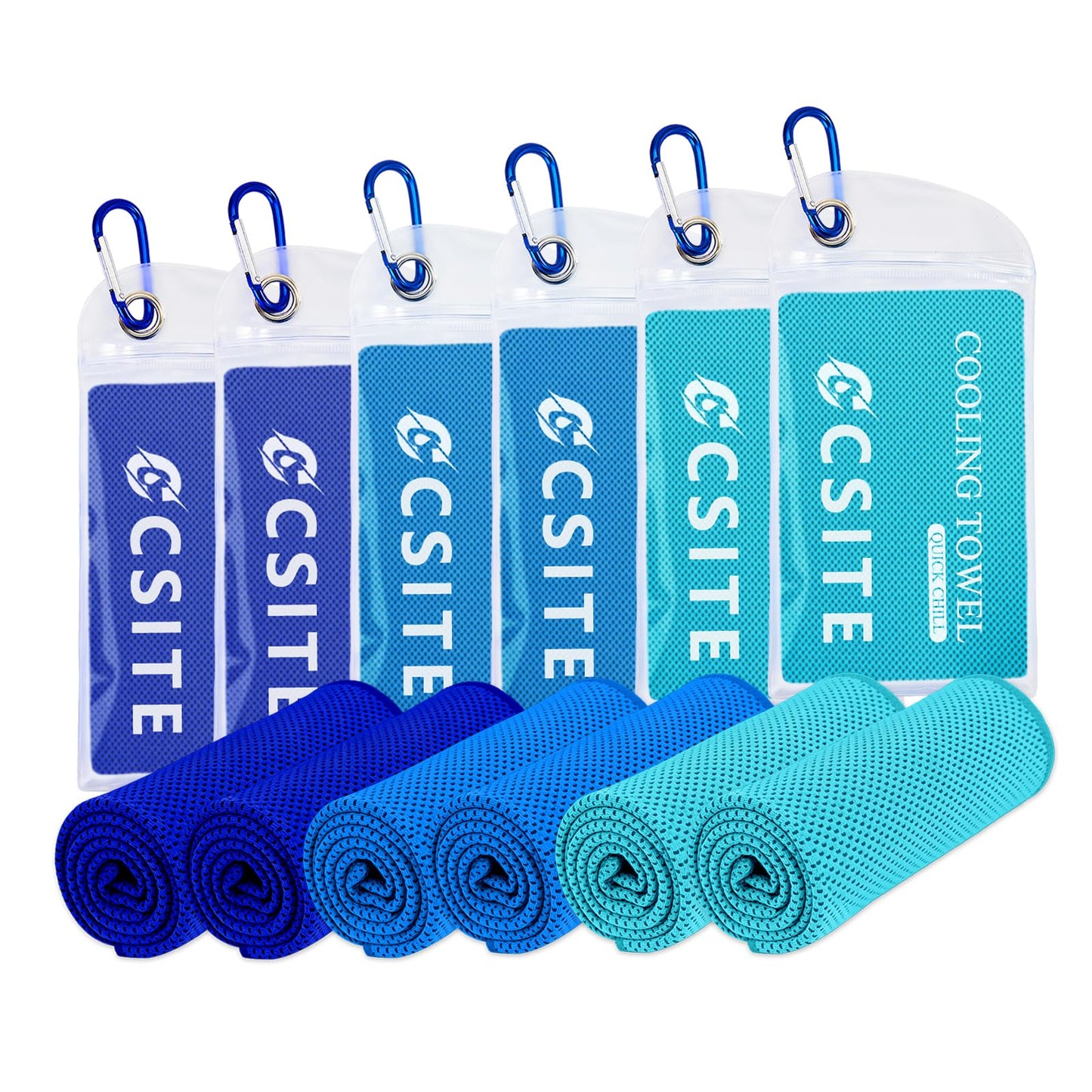 CSITE 4 Pack Cooling Towels (47"x12") for Neck and Face, Ice Towel for Hot Weather, Soft Breathable Chilly Gym Towels, Microfiber Towel for Work Out, Yoga, Running, Camping & More Activities