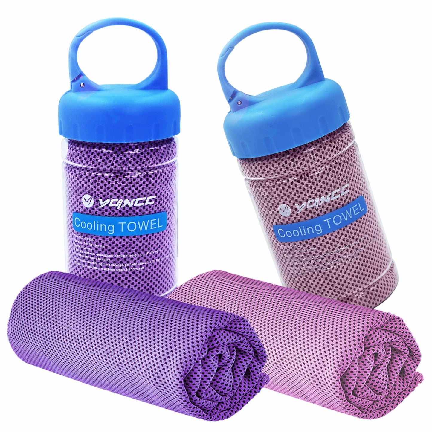 YQXCC 2 Pack Cooling Towels (47"x12"), Ice Cool Neck Towel, Soft Breathable Microfiber for Yoga, Golf, Gym, Running, Camping & Hot Weather
