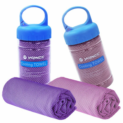 YQXCC 2 Pack Cooling Towels (47"x12"), Ice Cool Neck Towel, Soft Breathable Microfiber for Yoga, Golf, Gym, Running, Camping & Hot Weather
