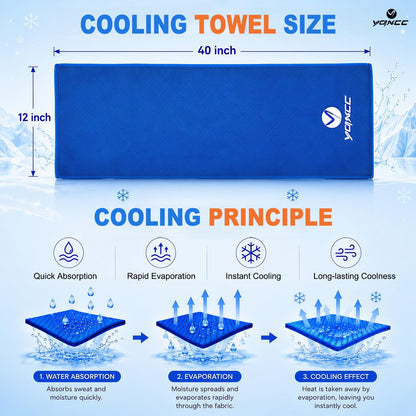 YQXCC 4 Pack Cooling Towels (40"x12"), Ice Cool Neck Towel, Soft Breathable Microfiber for Gym, Yoga, Golf, Running, Camping & All Hot Weather Activities