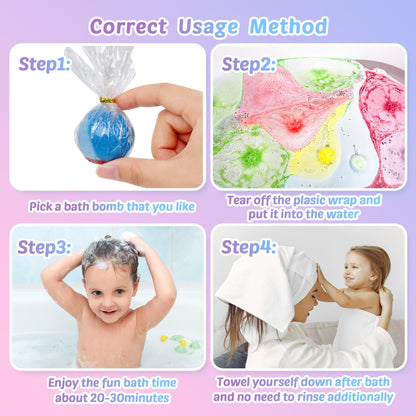 Bath Bombs for Kids, 12 Pcs Bath Bombs with Glow in The Dark Ocean Surprise Inside, Handmade Organic Bubble Bath Ball Gift Set for Boys and Girls, Gift for Birthday Christmas Easter