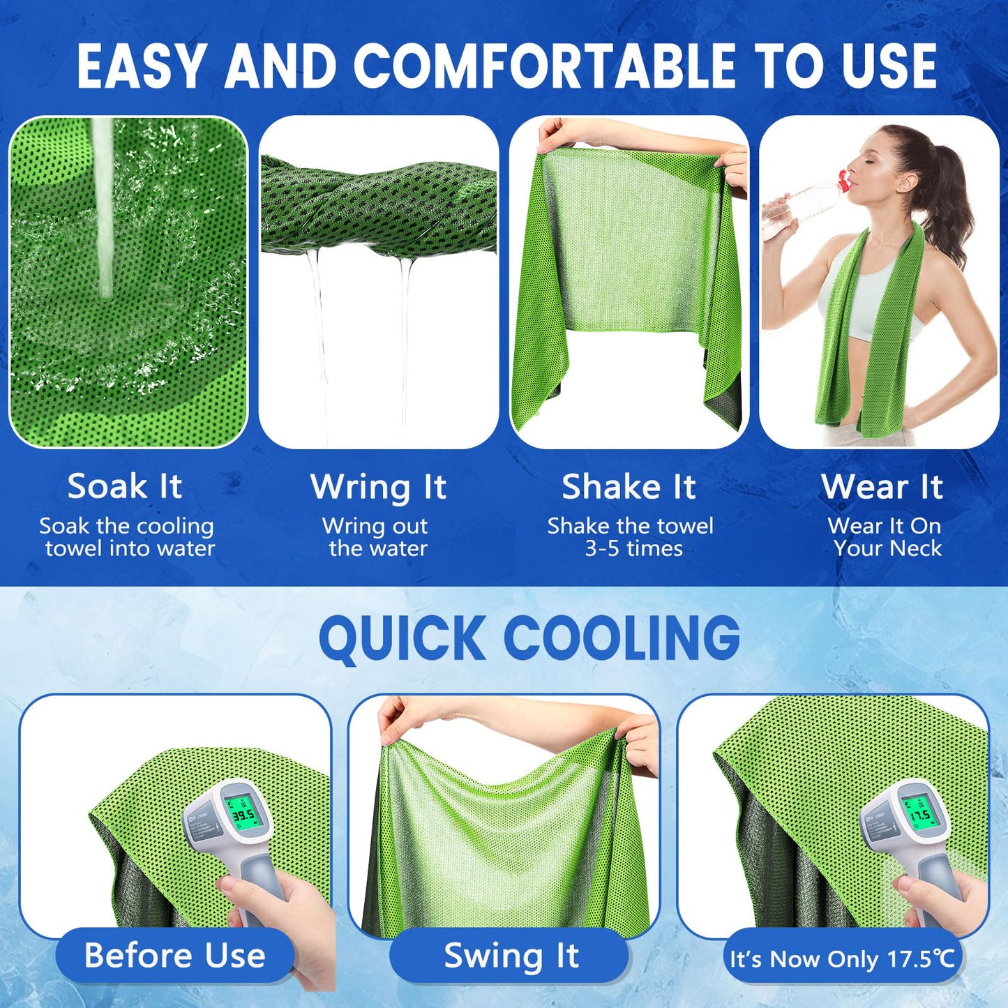 Hosuly 30 Pack Cooling Towels 40"x12" Cooling Neck Wraps Soft Breathable Chilly Towel Ice Towels Microfiber Workout Towel for Yoga Sport Running Workout Gym Camping Fitness Activities(Orange)