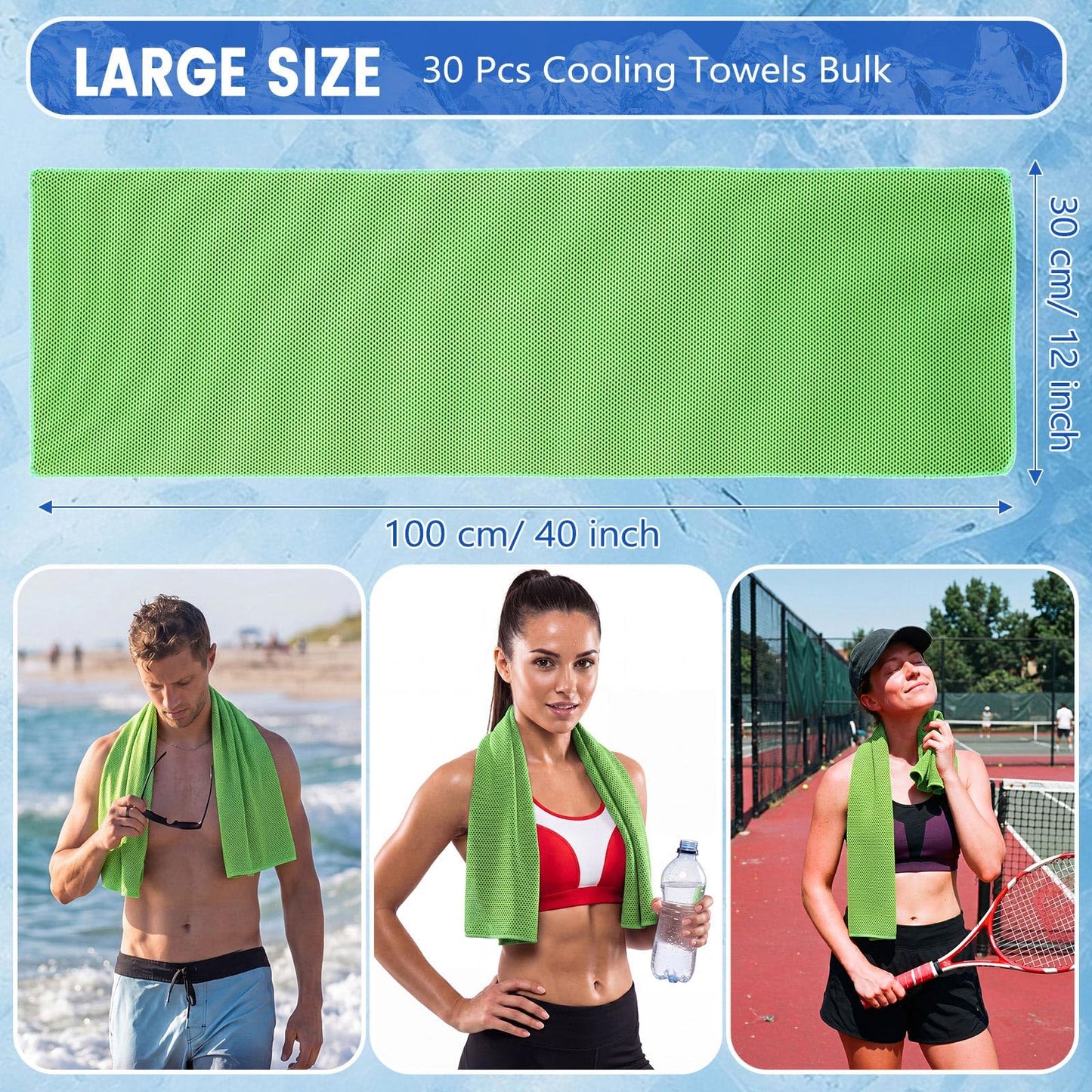 Hosuly 30 Pack Cooling Towels 40"x12" Cooling Neck Wraps Soft Breathable Chilly Towel Ice Towels Microfiber Workout Towel for Yoga Sport Running Workout Gym Camping Fitness Activities(Orange)