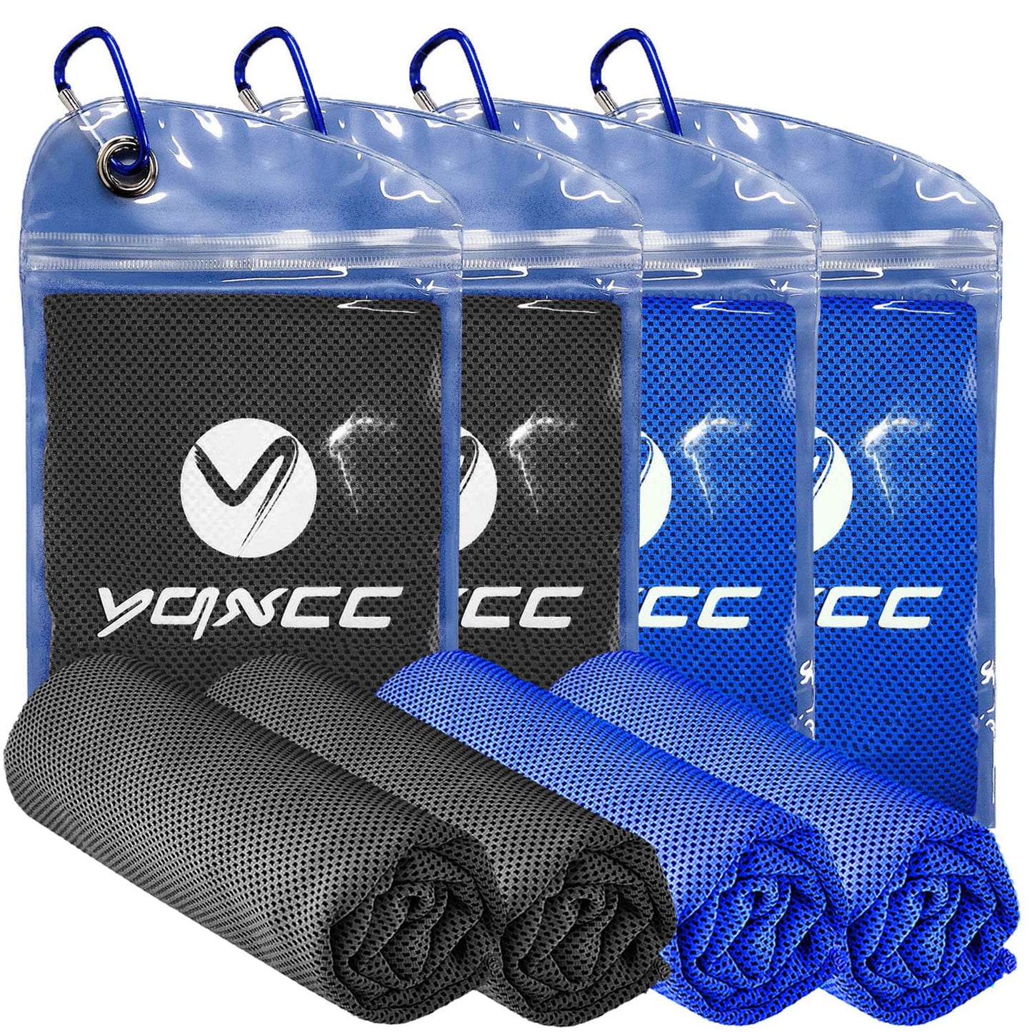 YQXCC 4 Pack Cooling Towels (47"x12"), Ice Cool Neck Towel, Soft Breathable Microfiber for Yoga, Golf, Gym, Running, Camping & Hot Weather