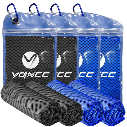 YQXCC 4 Pack Cooling Towels (47"x12"), Ice Cool Neck Towel, Soft Breathable Microfiber for Yoga, Golf, Gym, Running, Camping & Hot Weather