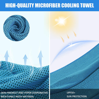 Leuceiy 4 Pack Cooling Towels (40"x12"), Cooling Towels for Neck and Face, Gym Towel for Working Out, Soft Breathable Microfiber Ice Towel for Yoga Sport Running Golf