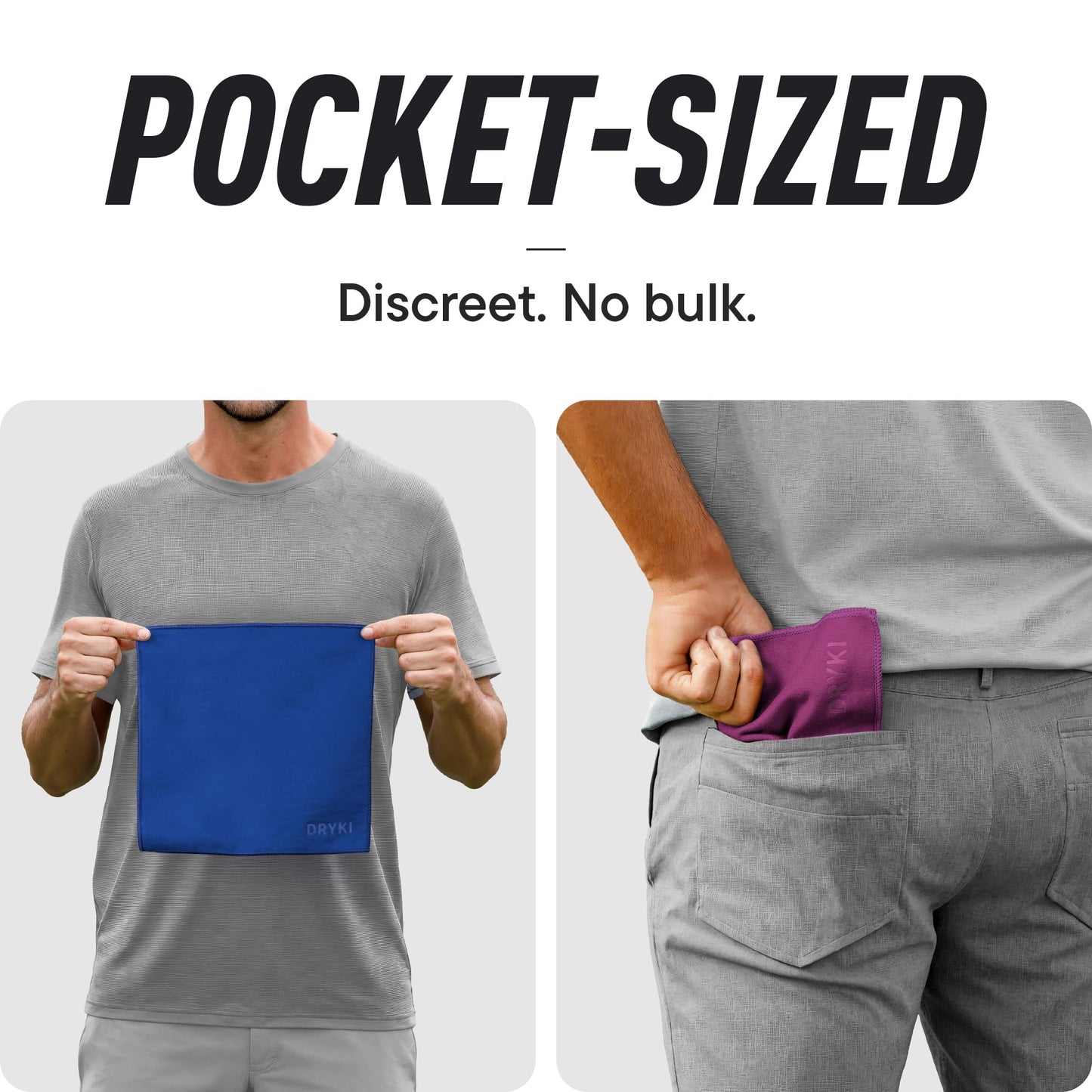 DRYKI Sweat Absorbing Handkerchiefs - The Original Pocket-Sized Sweat Towels - Quick-Dry Microfiber Sweat Rags for Face, Hands, & Body - Men & Women - Gym, Sports, and Work (Black: 5 Pack)